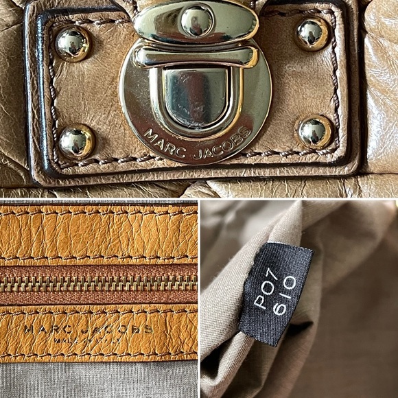 Marc Jacobs Lou Bowler Patchwork Quilted Leather Chain Strap Bag  Tan - Picture 13 of 16